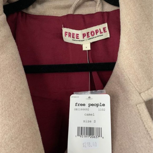 New oversized Free People stylish coat in Camel - Picture 3 of 3
